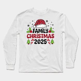 Family Christmas 2025 Leopard Red Plaid Family Matching Xmas Long Sleeve T-Shirt